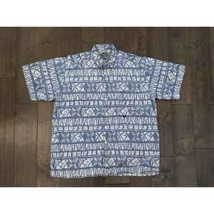 Levi's Selective Shirt Mens Size L Blue Geometric Print‎ Button Up Short Sleeve